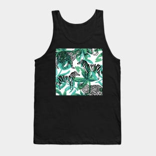 Tropical Safari Print Cheetah and Zebra Tank Top